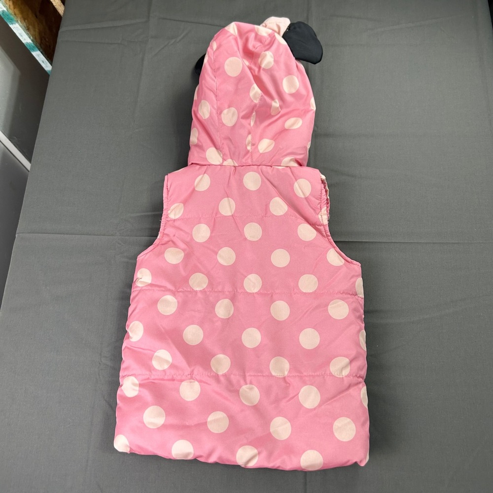 Disney Junior Minnie Mouse Pink Polka Dot Hooded Puffer Vest Girls 3T Winter - Picture 6 of 8